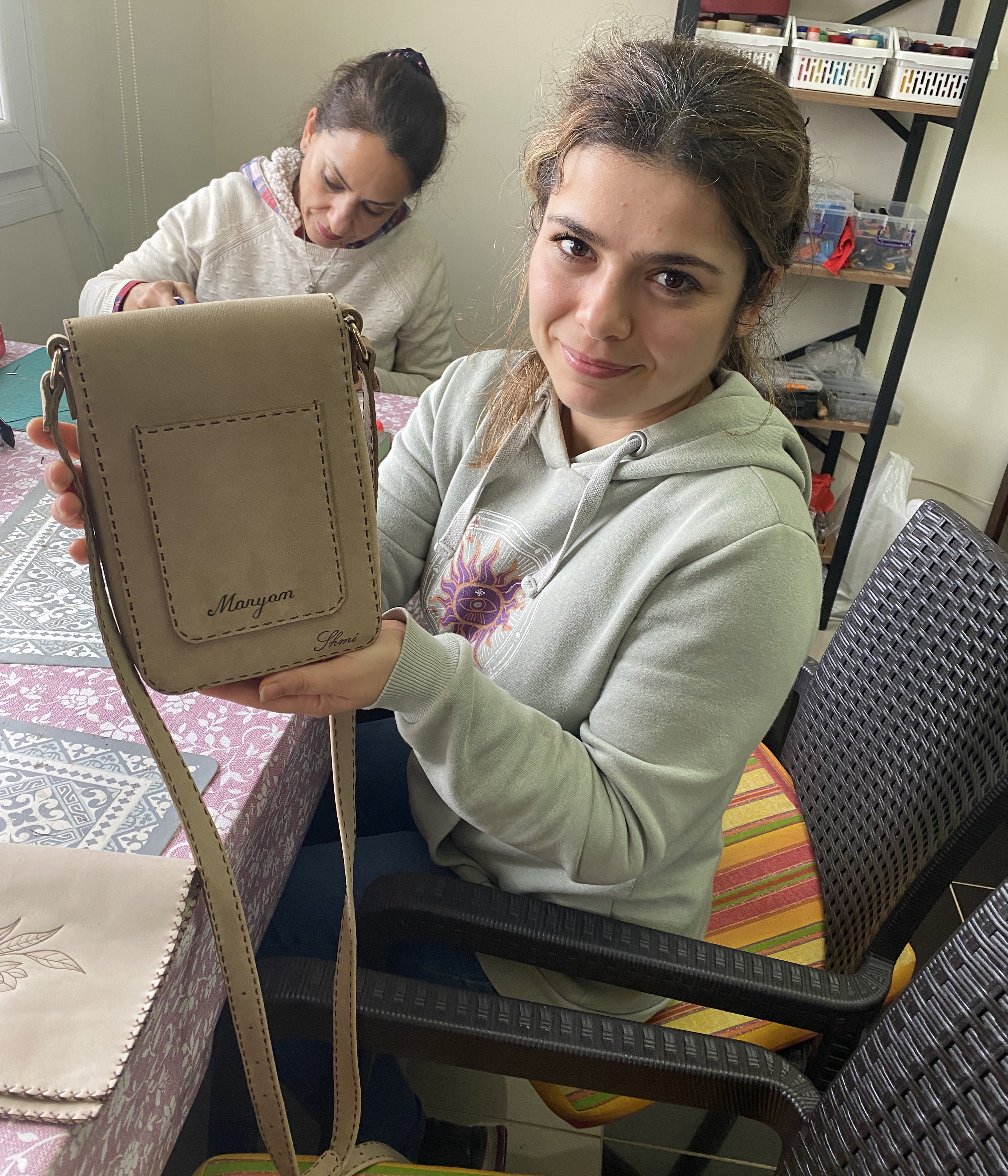 A custom phone purse